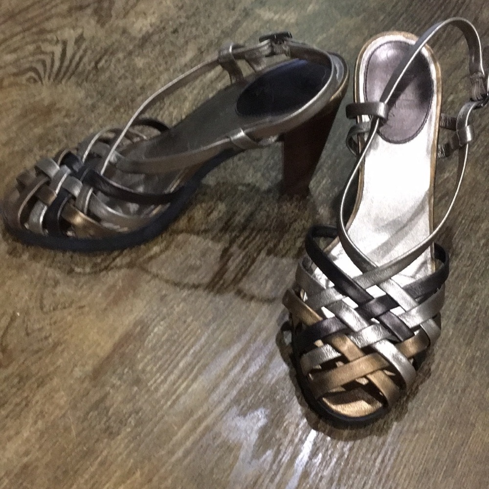 Cole haan heels in gold pewter and silver